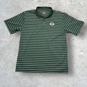 NFL Team Apparel Green Bay Packers Polo Shirt XL Green White Stripe Embroidered